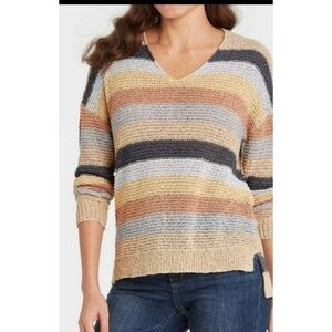 NEW Knox Rose V-neck Striped Sweater